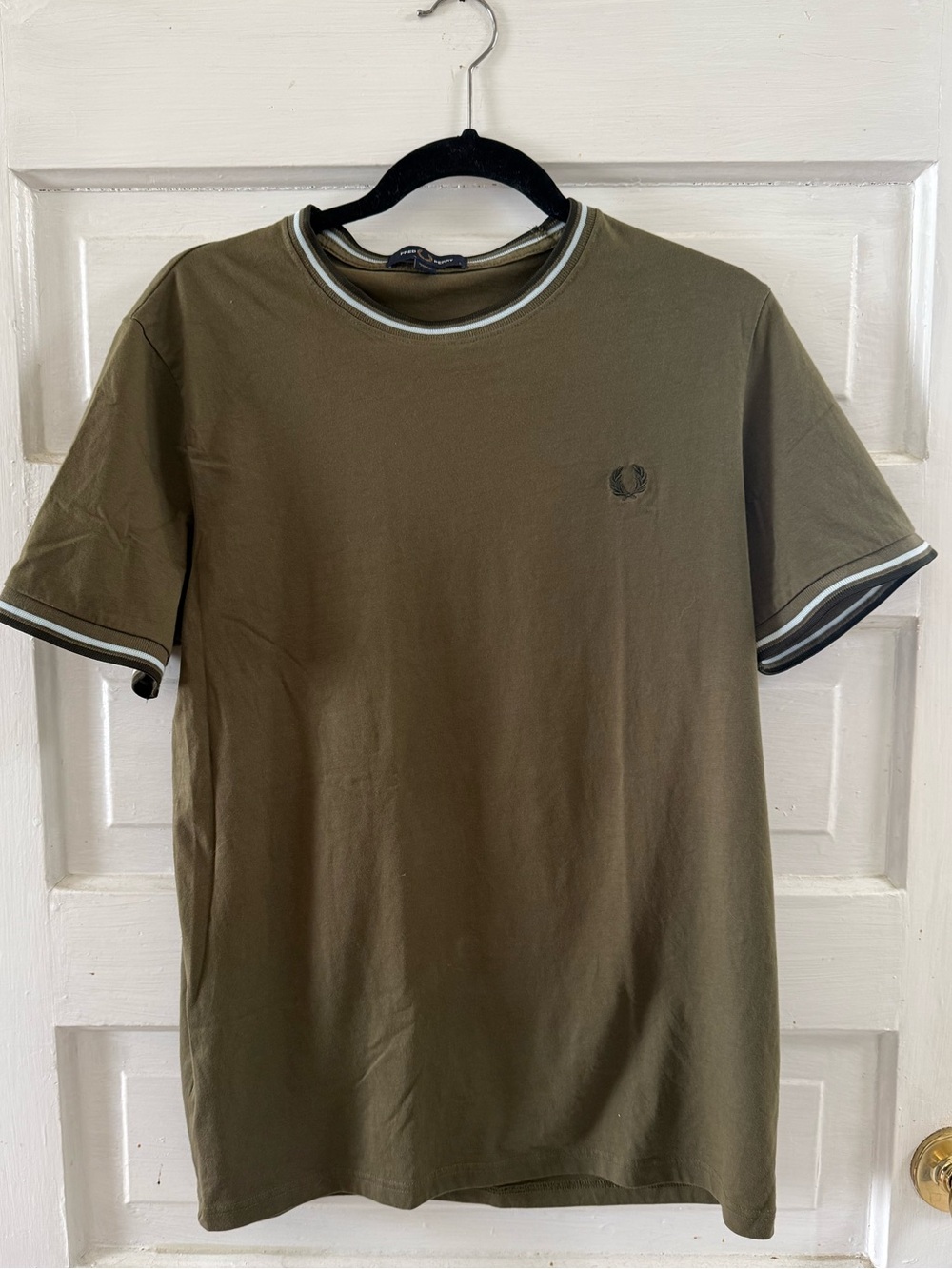 Fred Perry Olive Green Short Sleeve Ringer Tee - Twin Tipped